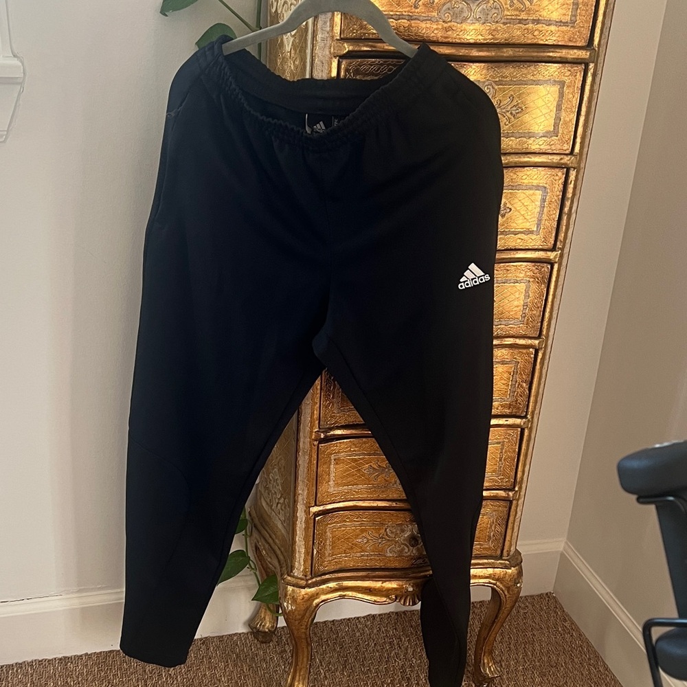 Men’s adidas Black Athletic Joggers with White Logo  small